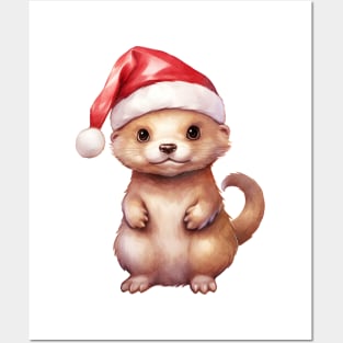 Mink in Santa Hat Posters and Art